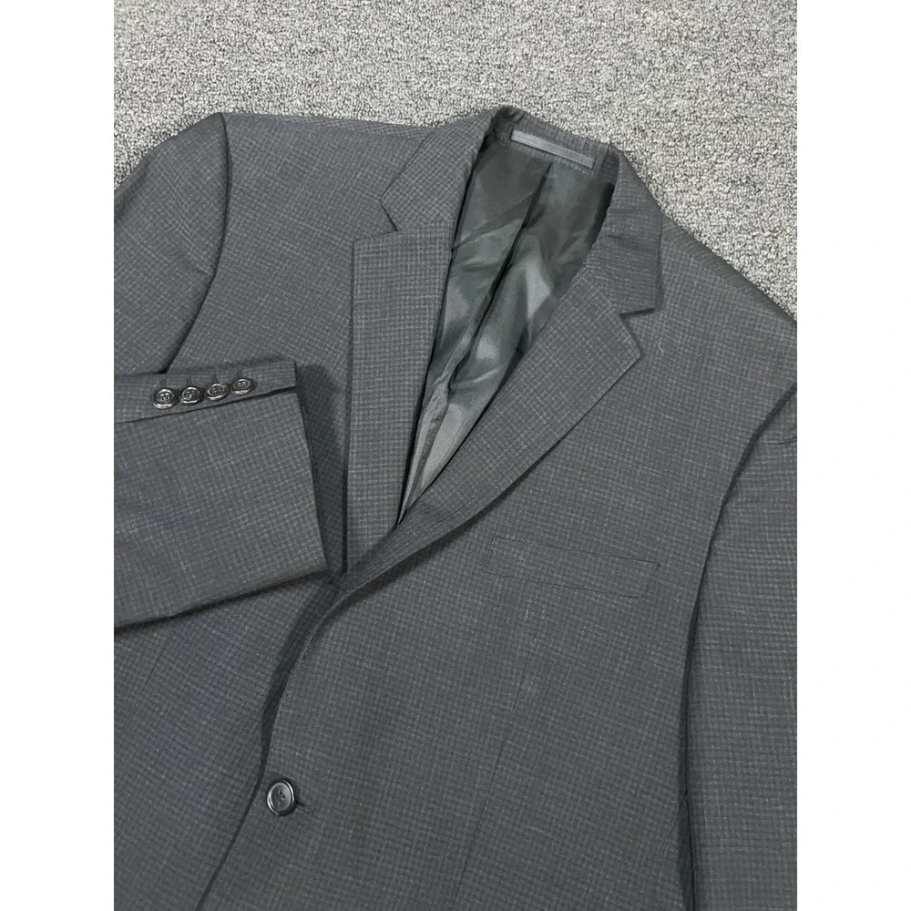 Hugo Boss Blazer Jacket Men 40R Black Grey Gingham Check Seersucker Modern‎ Wool